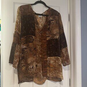 Beautiful Chicos silk shirt size 3 with beading